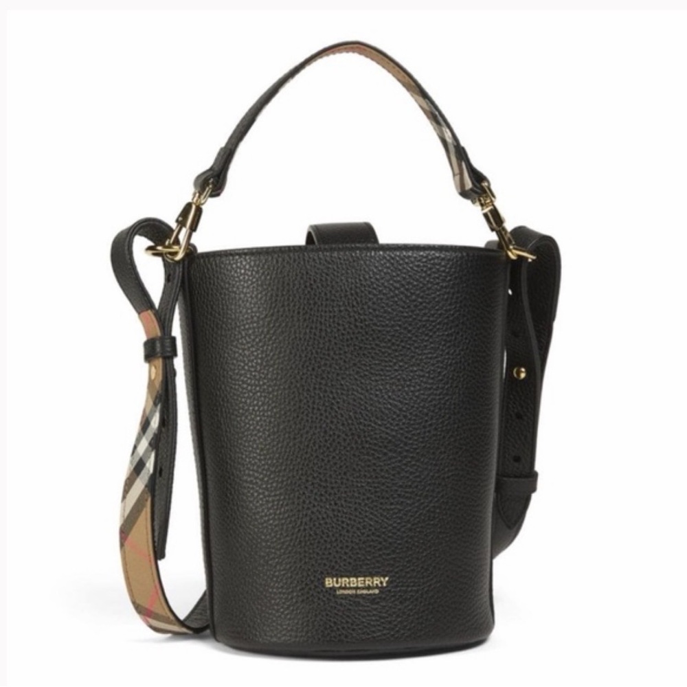 New Burberry Black Bucket small leather Bag